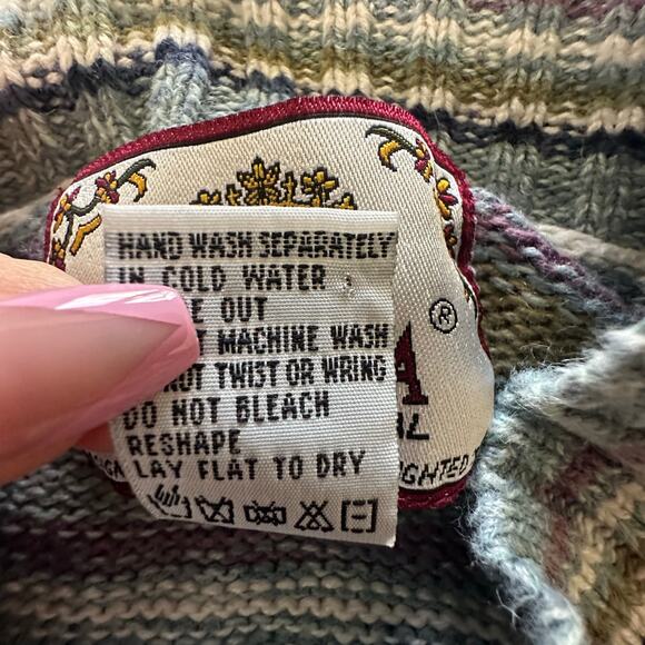 Vintage TIARA Sweater Womens Large Blue Striped Glitter Full Zip Retro 90s Ski - Picture 6 of 8